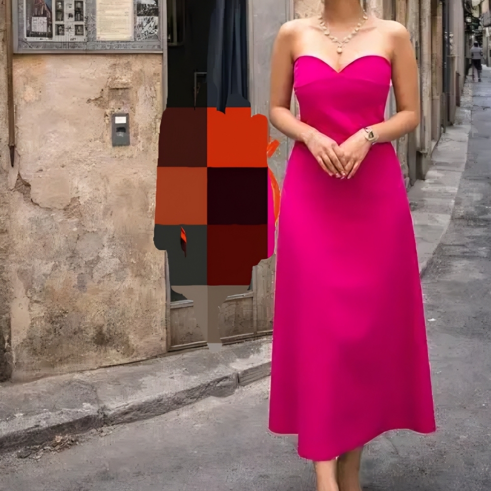 Zara bustier midi dress fuschia/pink Size S & M. BNWT - Picture 3 of 10